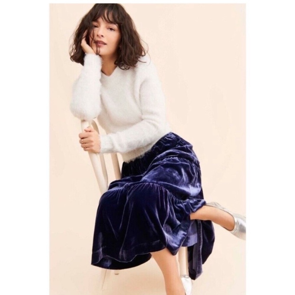 Anthropologie Somerset Velvet Midi - Blue - XS